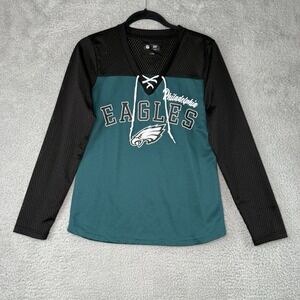Philadelphia Eagles NFL Team Apparel Retro Women's Sz M Mesh Jersey Shirt V Neck